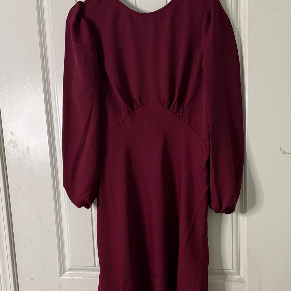 Express Long Sleeve Burgundy Dress